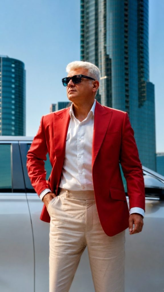 Ajith Kumar in stylish red suit Aug 2026 (2)