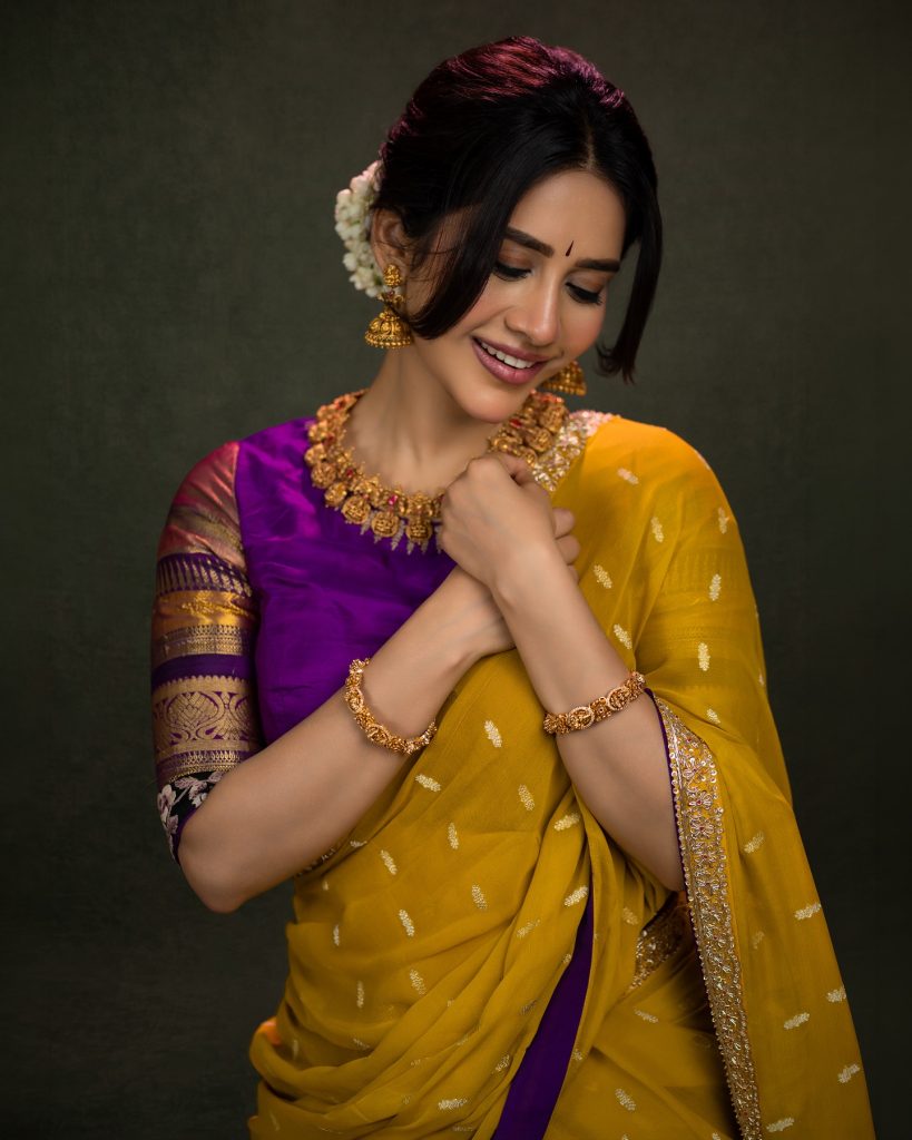 Nabha Natesh classic look in yellow saree August 2, 2026 (2)