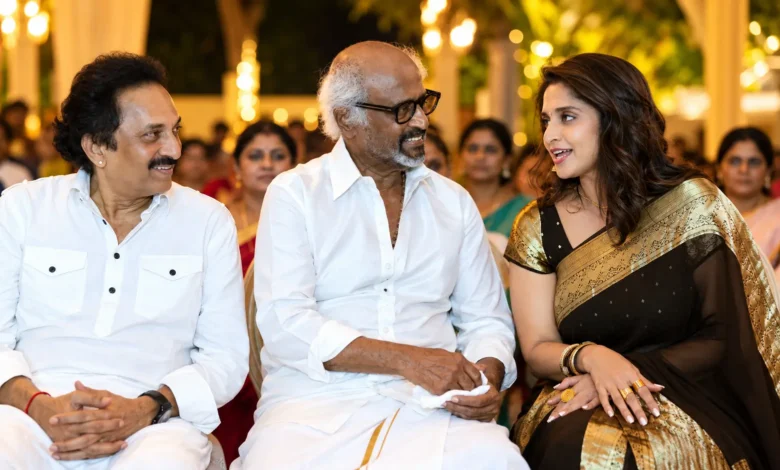 Shalini Ajithkumar with Rajinikanth Anirudh Navarathri function Oct 21, 2026