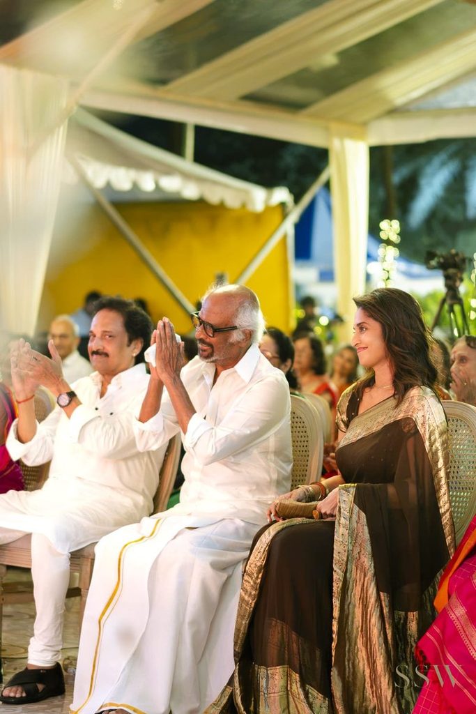 Shalini Ajithkumar with Rajinikanth, Anirudh father at Anirudh Navarathri function Oct 21, 2026